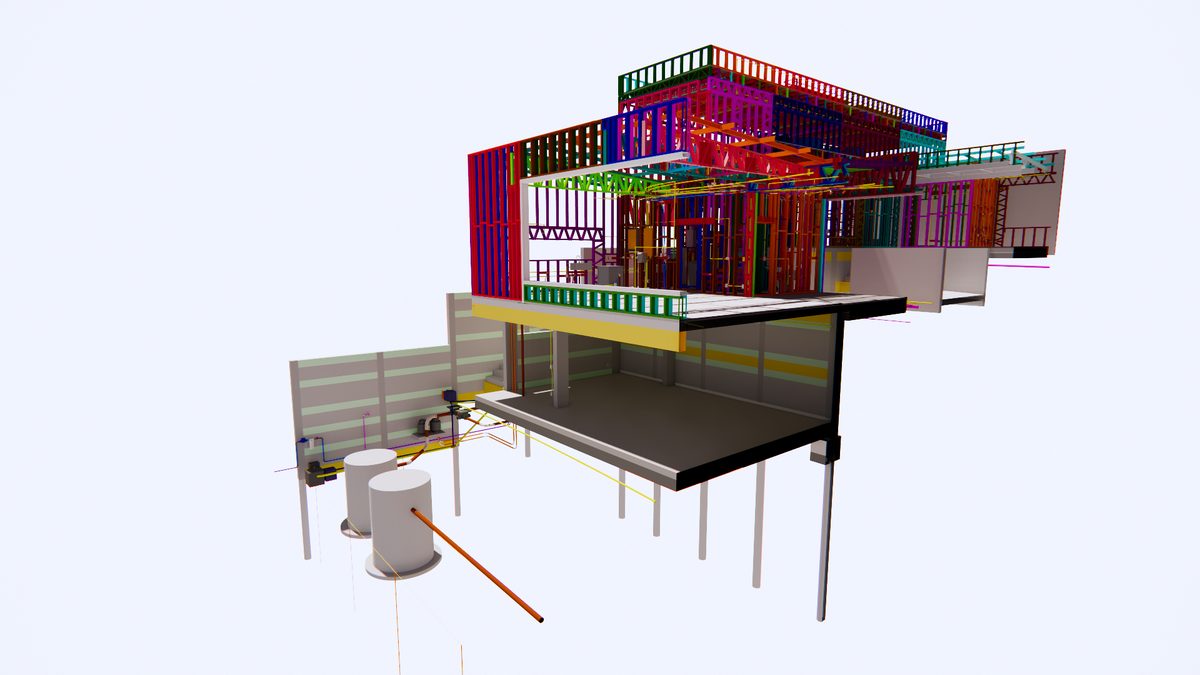 Modelo BIM de uma estrutura em construção